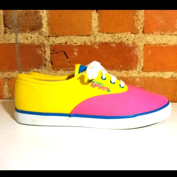 EASY SPIRIT VINTAGE SNEAKERS VTG 90S BRIGHT YELLOW PINK GYM SHOES PREPPY HIPSTER - Picture 1 of 5